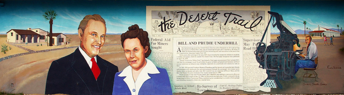 Bill & Prudie Underhill and The Desert Trail mural, 29 Palms, California